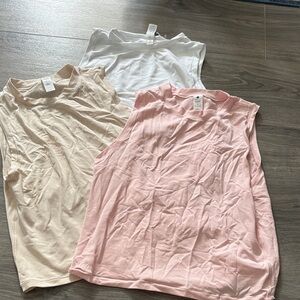 Yogalicious Muscle Tees - Pink, White, and Cream